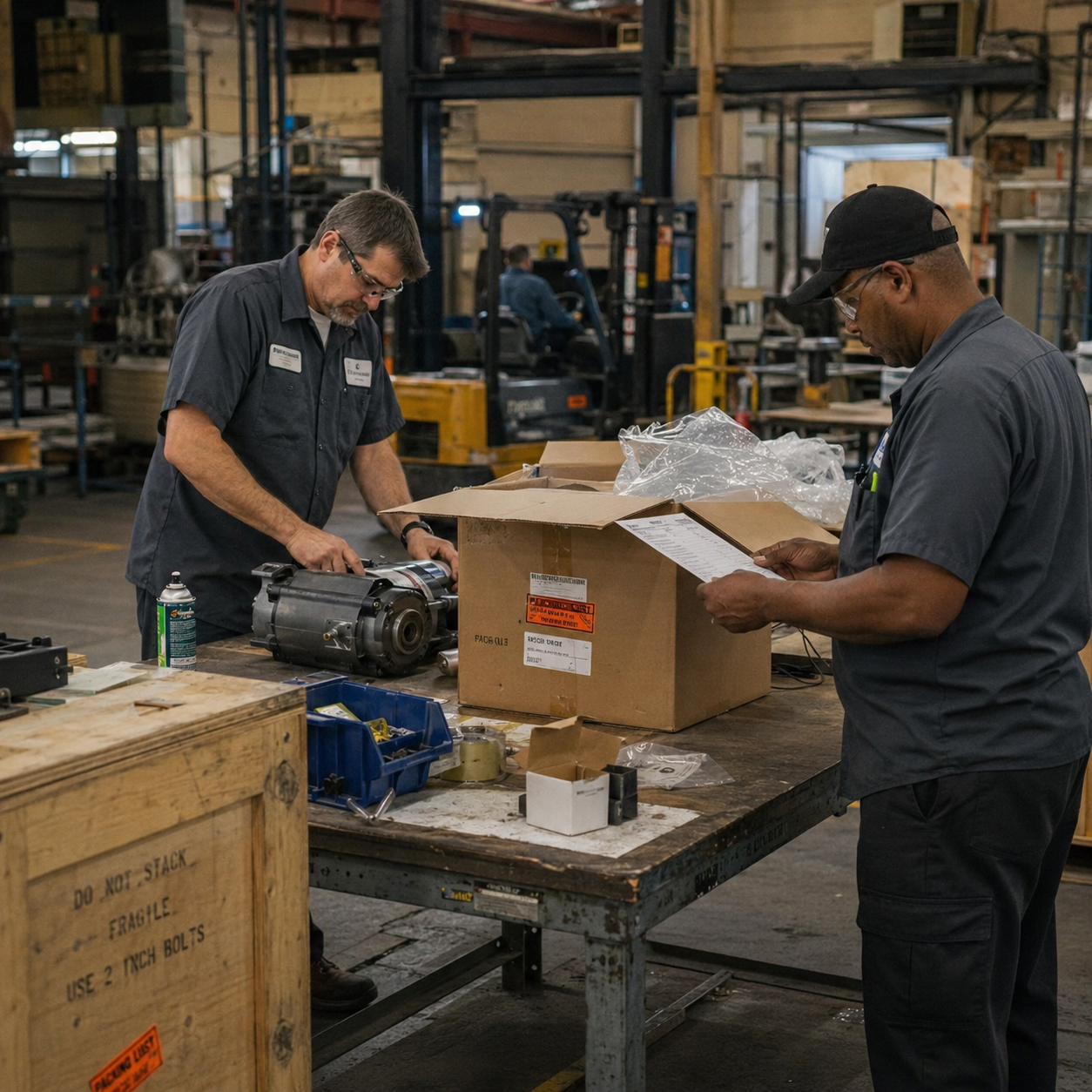 LEHUNDI accessory checking and shipment preparation for industrial equipment